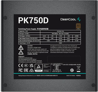 Блок питания Deepcool ATX 750W PK750D 80+ bronze 24+2x(4+4) pin APFC 120mm fan 8xSATA RTL - купить недорого с доставкой в интернет-магазине