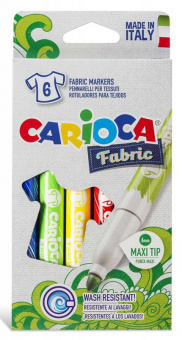 Фломастеры для ткани Carioca CROMATEX 40956 6цв. коробка с европодвесом - купить недорого с доставкой в интернет-магазине