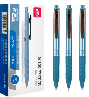 Ручка гелев. автоматическая Deli S18-BL синий син. черн. линия 0.5мм резин. манжета - купить недорого с доставкой в интернет-магазине