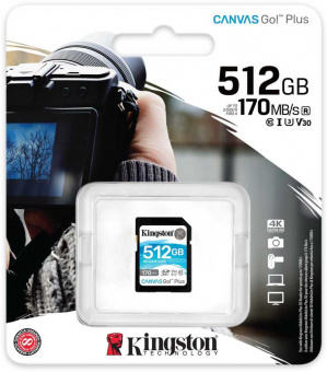 Флеш карта SDXC 512GB Kingston SDG3/512GB Canvas Go! Plus w/o adapter - купить недорого с доставкой в интернет-магазине