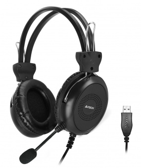 Наушники с микрофоном A4Tech HU-30 черный 2м накладные USB оголовье - купить недорого с доставкой в интернет-магазине