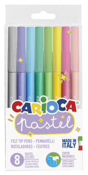 Фломастеры Carioca Pastel 43032 смываемые 8цв. пвх с европодвесом - купить недорого с доставкой в интернет-магазине