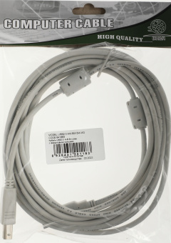 Кабель Ningbo USB A(m) USB B(m) 5м феррит.кольца серый - купить недорого с доставкой в интернет-магазине