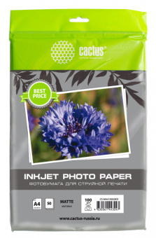 Фотобумага Cactus CS-MA410050ED A4/100г/м2/50л./белый матовое для струйной печати - купить недорого с доставкой в интернет-магазине