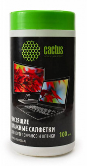 Салфетки Cactus CS-T1001 для экранов и оптики туба 100шт влажных - купить недорого с доставкой в интернет-магазине