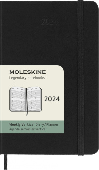 Еженедельник Moleskine CLASSIC WKLY VERTICAL Pocket 90x140мм 144стр. черный - купить недорого с доставкой в интернет-магазине