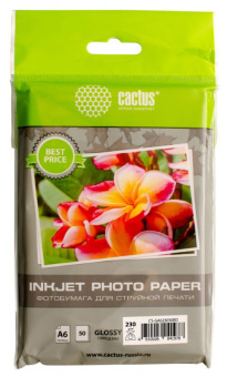 Фотобумага Cactus CS-GA623050ED 10x15/230г/м2/50л./белый глянцевое для струйной печати - купить недорого с доставкой в интернет-магазине