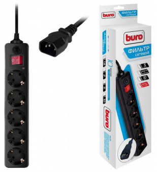 Сетевой фильтр Buro 500SH-1.8-UPS-B 1.8м (5 розеток) черный (коробка) - купить недорого с доставкой в интернет-магазине