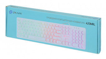 Клавиатура Оклик 420MRL белый USB slim Multimedia LED - купить недорого с доставкой в интернет-магазине