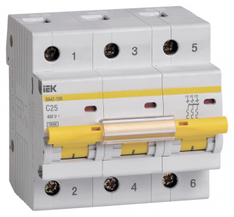 Выключатель автоматический IEK MVA40-3-025-C 25A тип C 10kA 3П 400В 3мод белый (упак.:1шт) - купить недорого с доставкой в интернет-магазине