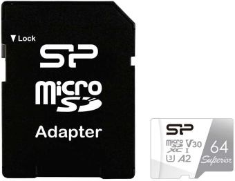 Флеш карта microSDXC 64Gb Class10 Silicon Power SP064GBSTXDA2V20SP Superior + adapter - купить недорого с доставкой в интернет-магазине