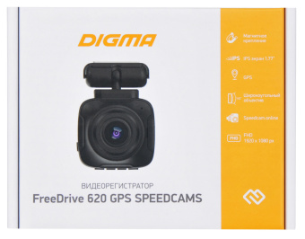 Видеорегистратор Digma FreeDrive 620 GPS Speedcams черный 2Mpix 1080x1920 1080p 150гр. GPS GPCV1167 - купить недорого с доставкой в интернет-магазине