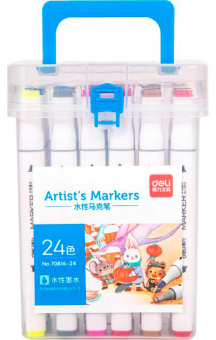 Набор маркеров для скетчинга Deli 70816-24 двойной пиш. наконечник 24цв. пластиковая коробка (24шт.) - купить недорого с доставкой в интернет-магазине