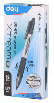 Ручка шариков. автоматическая Deli X-tream EQ11-BK серый мет./черный d=0.7мм черн. черн. резин. манжета - купить недорого с доставкой в интернет-магазине