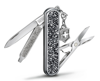 Нож перочинный Victorinox Classic Brilliant Crystal (0.6221.35) 58мм 5функц. черный/серебристый подар.коробка - купить недорого с доставкой в интернет-магазине