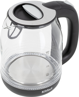 Чайник электрический Kitfort КТ-654-5 1.7л. 2200Вт черный/серый (корпус: стекло) - купить недорого с доставкой в интернет-магазине