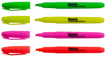 Набор текстовыделителей Buro 1-4мм 4цв. пакет с европодвесом - купить недорого с доставкой в интернет-магазине