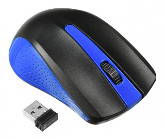 Мышь Оклик 485MW черный/синий оптическая (1000dpi) беспроводная USB для ноутбука (3but) - купить недорого с доставкой в интернет-магазине