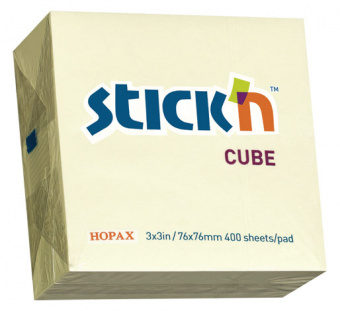 Блок самоклеящийся бумажный Stick`n 21072 76x76мм 400лист. 70г/м2 пастель желтый - купить недорого с доставкой в интернет-магазине