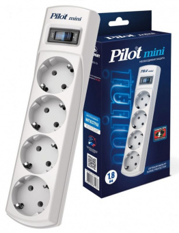 Сетевой фильтр Pilot mini 1.8м (4 розетки) белый (коробка) - купить недорого с доставкой в интернет-магазине