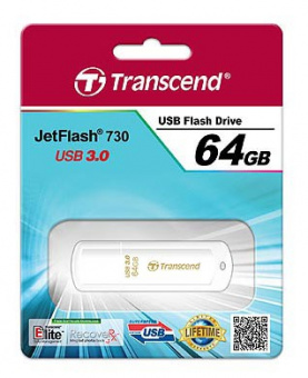 Флеш Диск Transcend 64Gb Jetflash 730 TS64GJF730 USB3.0 белый - купить недорого с доставкой в интернет-магазине