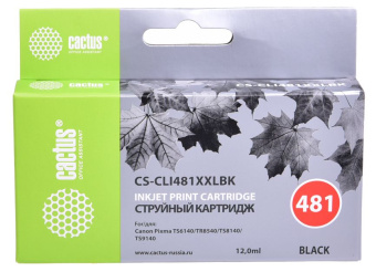 Картридж струйный Cactus CS-CLI481XXLBK черный (12мл) для Canon Pixma TR7540/TR8540/TS6140/TS8140 - купить недорого с доставкой в интернет-магазине