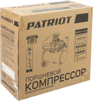 Компрессор поршневой Patriot Optima Euro 24-240K2 масляный 240л/мин 24л 1500Вт оранжевый/черный - купить недорого с доставкой в интернет-магазине