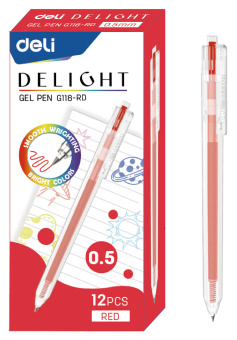 Ручка гелев. Deli Delight EG118-RD прозрачный красн. черн. линия 0.5мм - купить недорого с доставкой в интернет-магазине