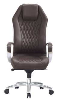 Кресло руководителя Бюрократ _Aura коричневый кожа крестов. алюминий - купить недорого с доставкой в интернет-магазине