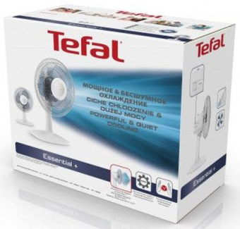 Вентилятор настольный Tefal Essential+ VF2310F0 28Вт скоростей:2 белый/голубой - купить недорого с доставкой в интернет-магазине