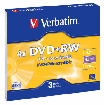Диск DVD+RW Verbatim 4.7Gb 4x Slim case (3шт) (43636) - купить недорого с доставкой в интернет-магазине