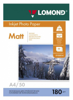 Фотобумага Lomond 0102014 A4/180г/м2/50л./белый матовое для струйной печати - купить недорого с доставкой в интернет-магазине