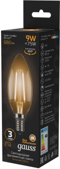 Лампа филам. Gauss 9Вт цок.:E14 свеча 220B 2700K св.свеч.бел.теп. C37 (упак.:10шт) (103801109) - купить недорого с доставкой в интернет-магазине