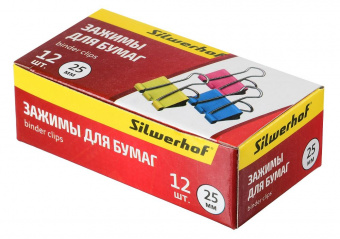 Зажимы Silwerhof 510013 сталь 25мм ассорти (упак.:12шт) картонная коробка - купить недорого с доставкой в интернет-магазине