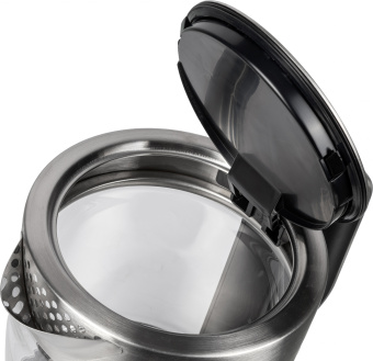 Чайник электрический Kitfort КТ-617 1.5л. 2200Вт серебристый/черный (корпус: нержавеющая сталь/стекло) - купить недорого с доставкой в интернет-магазине