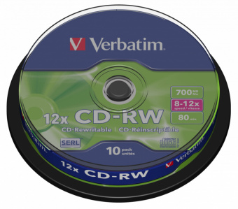 Диск CD-RW Verbatim 700Mb 12x Cake Box (10шт) (43480) - купить недорого с доставкой в интернет-магазине