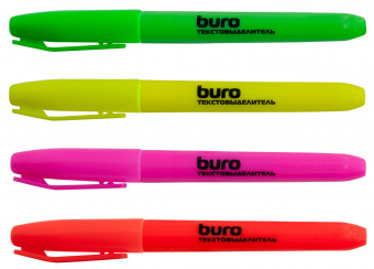 Набор текстовыделителей Buro 1-4мм 4цв. пакет с европодвесом - купить недорого с доставкой в интернет-магазине