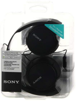 Гарнитура накладные Sony MDR-ZX310AP 1.2м черный проводные оголовье - купить недорого с доставкой в интернет-магазине