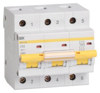 Выключатель автоматический IEK MVA40-3-063-C 63A тип C 10kA 3П 400В 3мод белый (упак.:1шт) - купить недорого с доставкой в интернет-магазине