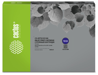 Картридж струйный Cactus CS-EPT01D100 T01D1 черный (860мл) для Epson WorkForce Pro WF-C529R/C529RDTW/C529RDTW EPP - купить недорого с доставкой в интернет-магазине