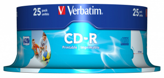 Диск CD-R Verbatim 700Mb 52x Cake Box (25шт) Printable (43439) - купить недорого с доставкой в интернет-магазине