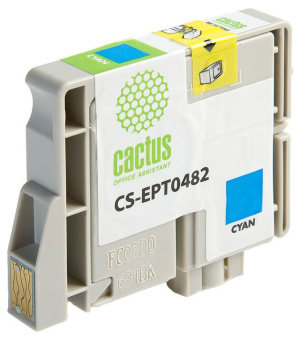 Картридж струйный Cactus CS-EPT0482 T0482 голубой (14.4мл) для Epson Stylus Photo R200/R220/R300/R320/R340/RX500/RX600/RX620/RX640 - купить недорого с доставкой в интернет-магазине