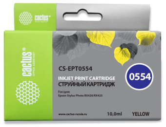 Картридж струйный Cactus CS-EPT0554 T0554 желтый (16мл) для Epson Stylus RX520/Stylus Photo R240 - купить недорого с доставкой в интернет-магазине