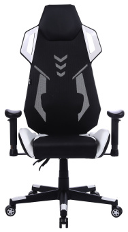 Кресло игровое Cactus CS-CHR-090BLW черный/белый эко.кожа/сетка крестов. нейлон - купить недорого с доставкой в интернет-магазине