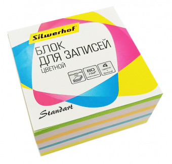 Блок для записей бумажный Silwerhof Стандарт 701029 90х90х45мм 80г/м2 ассорти 5цв.в упак. - купить недорого с доставкой в интернет-магазине