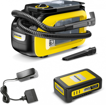 Пылесос моющий Karcher SE 3-18 Compact Battery Set 184Вт желтый - купить недорого с доставкой в интернет-магазине