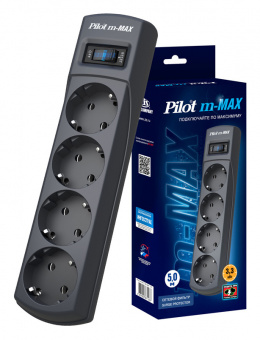 Сетевой фильтр Pilot m-MAX 5м (4 розетки) серый (коробка) - купить недорого с доставкой в интернет-магазине