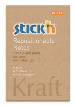 Блок самоклеящийся бумажный Stick`n 21638 76x51мм 100лист. 62г/м2 Kraft Notes - купить недорого с доставкой в интернет-магазине