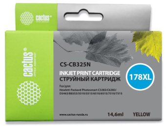 Картридж струйный Cactus CS-CB325N(CS-CB325) №178XL желтый (14.6мл) для HP PS B8553/C5383/C6383/D5463 - купить недорого с доставкой в интернет-магазине