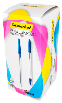 Ручка шариков. Silwerhof Basic прозрачный d=0.7мм син. черн. кор.карт. сменный стержень линия 0.5мм - купить недорого с доставкой в интернет-магазине